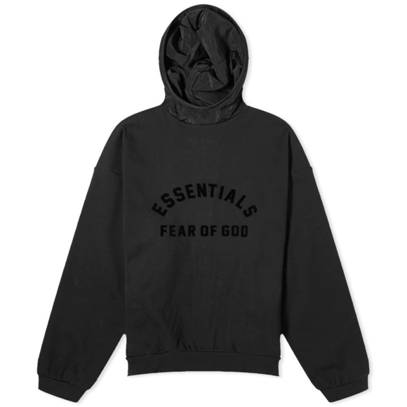 ESSENTIALS FEAR OF GOD ESSENTIALS SPRING NYLON FLEECE HOODIE| Jet Black| NEW/NWT - Picture 1 of 16